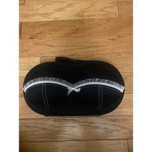 Wrapables, black with white lace, zippered hard shell travel bra case